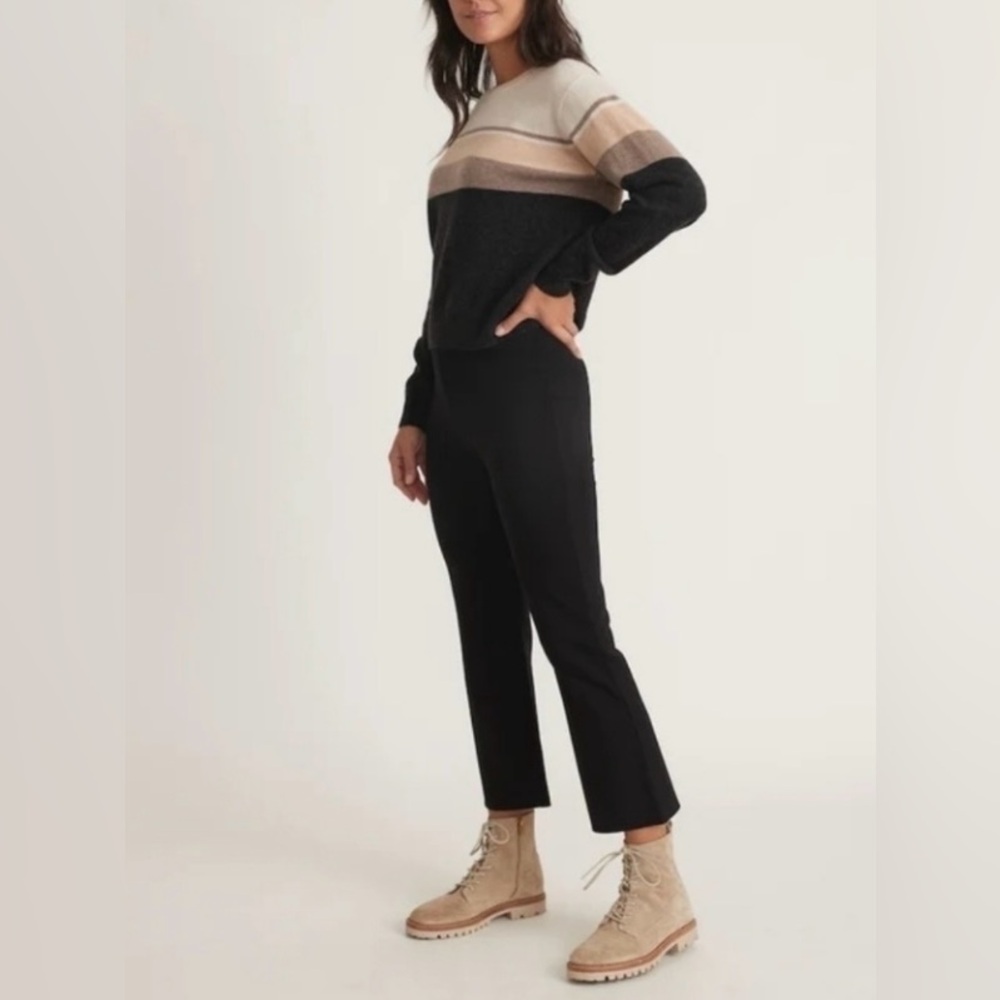 Marine Layer Black Kick Flare Pull On Cropped Pants Size M Like New - Picture 1 of 9
